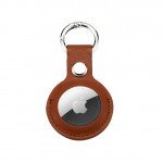 Wholesale Short PU Leather AirTag Tracker Holder Loop Case Cover Ring Key Chain for Apple AirTag (Brown)