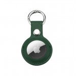 Wholesale Short PU Leather AirTag Tracker Holder Loop Case Cover Ring Key Chain for Apple AirTag (Dark Green)