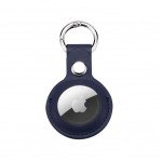 Wholesale Short PU Leather AirTag Tracker Holder Loop Case Cover Ring Key Chain for Apple AirTag (Navy Blue)