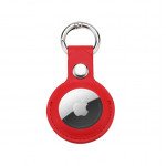 Wholesale Short PU Leather AirTag Tracker Holder Loop Case Cover Ring Key Chain for Apple AirTag (Red)
