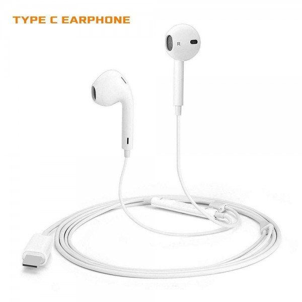 Wholesale Type-C / USB-C USB Cable HD Music and Voice Earphone Headset Air Style for Android Phone and Universal Type-C Port 4A (White)