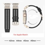 Wholesale Premium Sport Liquid Silicone Watch Band with Stainless Steel Adapter - Durable Comfort Fit for Apple Watch Series Ultra2/Ultra1/10/9/8/7/6/5/4/3/2/1/SE - 49MM/45MM/44MM/42MM (Navy Blue)