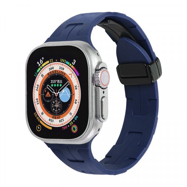 Wholesale Magnetic Buckle Sports Silicone Watch Band Strap - Premium Comfort & Style for Apple Watch Series 10/9/8/7/6/5/4/3/2/1/SE - 41MM/40MM/38MM (Navy Blue)