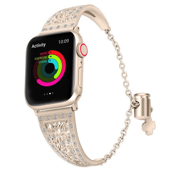Wholesale Luxury Flower Diamond Bling Watch Band for Women Fashion Jewelry Bracelet Strap for Apple Watch Series Ultra2/Ultra1/10/9/8/7/6/5/4/3/2/1/SE - 49MM/45MM/44MM/42MM (Rose Gold)