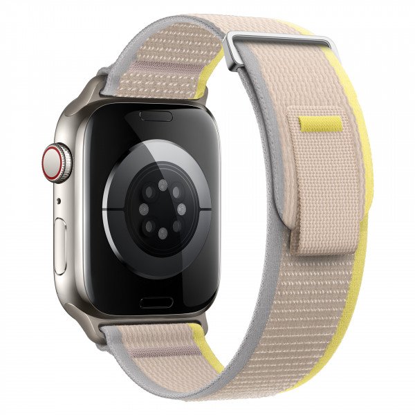 Wholesale Sport Nylon Hook and Loop Adjustable Watchband Strap Magic Stick Band for Apple Watch Series Ultra2/Ultra1/10/9/8/7/6/5/4/3/2/1/SE - 49MM/45MM/44MM/42MM (Beige White)
