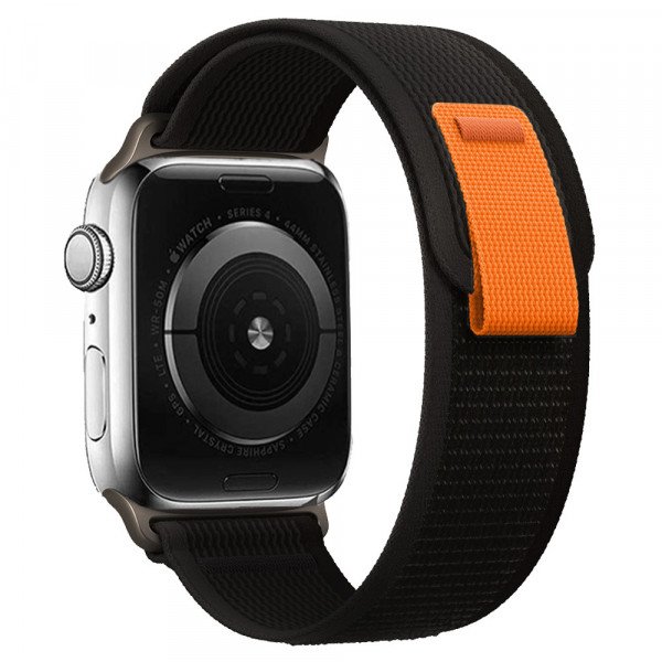 Wholesale Sport Nylon Hook and Loop Adjustable Watchband Strap Magic Stick Band for Apple Watch Series Ultra2/Ultra1/10/9/8/7/6/5/4/3/2/1/SE - 49MM/45MM/44MM/42MM (Black)