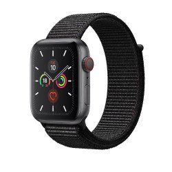 Nylon Woven Adjustable Length Elastic Hook and Loop Watch Strap Band  for Apple Watch Series Ultra/9/8/7/6/5/4/3/2/1/SE (Black)