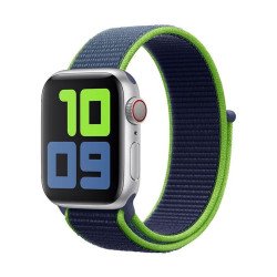 Nylon Woven Adjustable Length Elastic Hook and Loop Watch Strap Band  for Apple Watch Series Ultra/9/8/7/6/5/4/3/2/1/SE (Lime)
