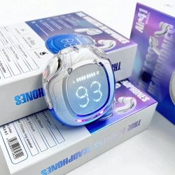 Two-Tone Colorful Wireless TWS Bluetooth Earphones – Enhanced Audio, Battery Display Air41 for Universal Cell Phone And Bluetooth Device (Blue)