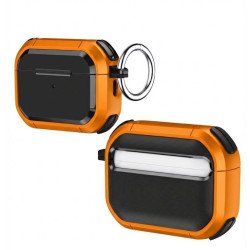 Full Armor Protection Drop-Resistant Anti-Slip AirPods Cover Case with Keychain Hook for Apple Airpod Pro 3 (Orange)