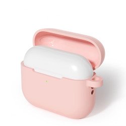 Anti-Scratch Drop Protection Silicone AirPods Case Cover with Keychain Hook for Apple Airpod Pro 3 (Pink)