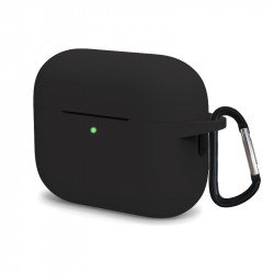 Premium Silicone Protective Case with Keychain Hook - Durable Protection and Easy Carrying for Apple AirPods 4 (Black)