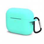 Premium Silicone Protective Case with Keychain Hook - Durable Protection and Easy Carrying for Apple AirPods 4 (Mint Blue)