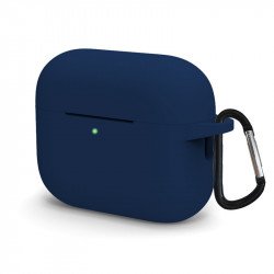 Premium Silicone Protective Case with Keychain Hook - Durable Protection and Easy Carrying for Apple AirPods 4 (Navy Blue)
