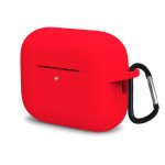 Premium Silicone Protective Case with Keychain Hook - Durable Protection and Easy Carrying for Apple AirPods 4 (Red)