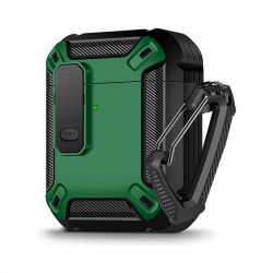 Rugged Design Shockproof Anti-Scratch Protective Case with Tight Closure and Holder Clip for Apple Airpod 2 / 1 (Green)
