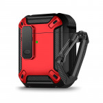 Rugged Design Shockproof Anti-Scratch Protective Case with Tight Closure and Holder Clip for Apple Airpod 2 / 1 (Red)