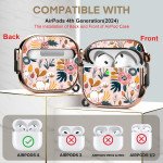 Wholesale Fashion Design Electroplated Full Body Hybrid Locking Lids Airpod Case Cover With Holder Clip for Apple AirPods 4 (Flower)