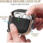 Wholesale Fashion Design Electroplated Full Body Hybrid Locking Lids Airpod Case Cover With Holder Clip for Apple AirPods 4 (Black)