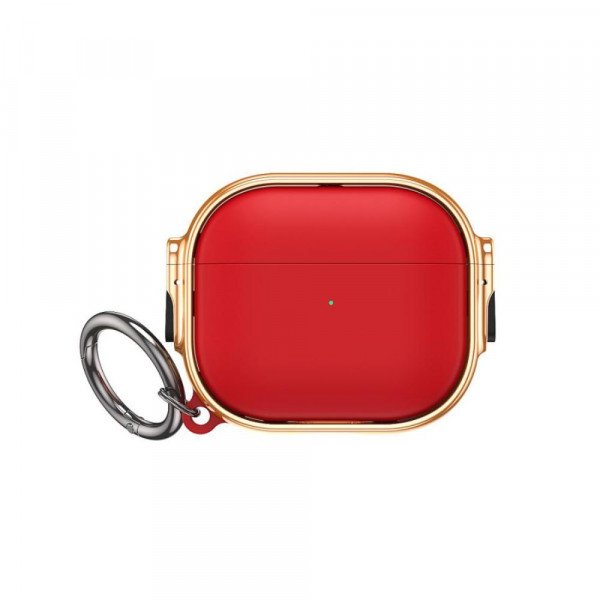 Wholesale Fashion Design Electroplated Full Body Hybrid Locking Lids Airpod Case Cover With Holder Clip for Apple AirPods 4 (Red)
