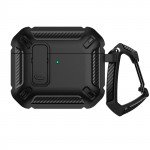 Wholesale Rugged Design Shockproof Anti-Scratch Protective Case with Tight Closure and Holder Clip for Apple AirPods 4 (Black)