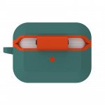 Wholesale Double Layer Protection Silicone Protective Case with Keychain Hook - Premium Design for Apple Airpod Pro 2 / Pro 1 (Green)