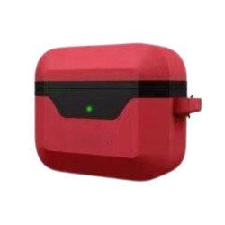 Double Layer Protection Silicone Protective Case with Keychain Hook - Premium Design for Apple Airpod Pro 2 / Pro 1 (Red)