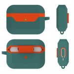 Wholesale Double Layer Protection Silicone Protective Case with Keychain Hook - Premium Design for Apple Airpod Pro 2 / Pro 1 (Green)