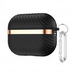 Wholesale Luxury Bronze Chrome Plated Protective Case with Keychain Hook - Fashion Style Accessory for Apple Airpod Pro 2 / Pro 1 (Black)