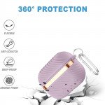 Wholesale Luxury Bronze Chrome Plated Protective Case with Keychain Hook - Fashion Style Accessory for Apple Airpod Pro 2 / Pro 1 (Light Purple)