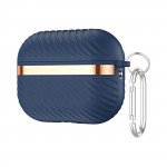Wholesale Luxury Bronze Chrome Plated Protective Case with Keychain Hook - Fashion Style Accessory for Apple Airpod Pro 2 / Pro 1 (Navy Blue)