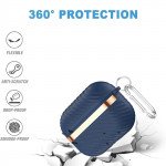Wholesale Luxury Bronze Chrome Plated Protective Case with Keychain Hook - Fashion Style Accessory for Apple Airpod Pro 2 / Pro 1 (Navy Blue)