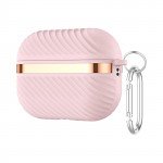 Wholesale Luxury Bronze Chrome Plated Protective Case with Keychain Hook - Fashion Style Accessory for Apple Airpod Pro 2 / Pro 1 (Pink)