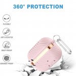 Wholesale Luxury Bronze Chrome Plated Protective Case with Keychain Hook - Fashion Style Accessory for Apple Airpod Pro 2 / Pro 1 (Pink)