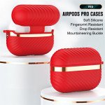 Wholesale Luxury Bronze Chrome Plated Protective Case with Keychain Hook - Fashion Style Accessory for Apple Airpod Pro 2 / Pro 1 (Red)