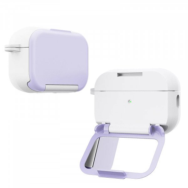 Wholesale Premium Shockproof Fashionable Mirror Kickstand Protective Cover Case for Apple Airpod Pro / Pro 2 (Purple)