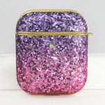 Wholesale Glitter Luxury Sparkle Rainbow Crystal Bling Diamond Case for Apple Airpods 1 / 2 (Purple)