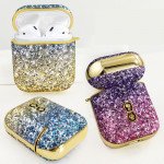 Wholesale Glitter Luxury Sparkle Rainbow Crystal Bling Diamond Case for Apple Airpods 1 / 2 (Purple)