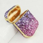 Wholesale Glitter Luxury Sparkle Rainbow Crystal Bling Diamond Case for Apple Airpods 1 / 2 (Purple)