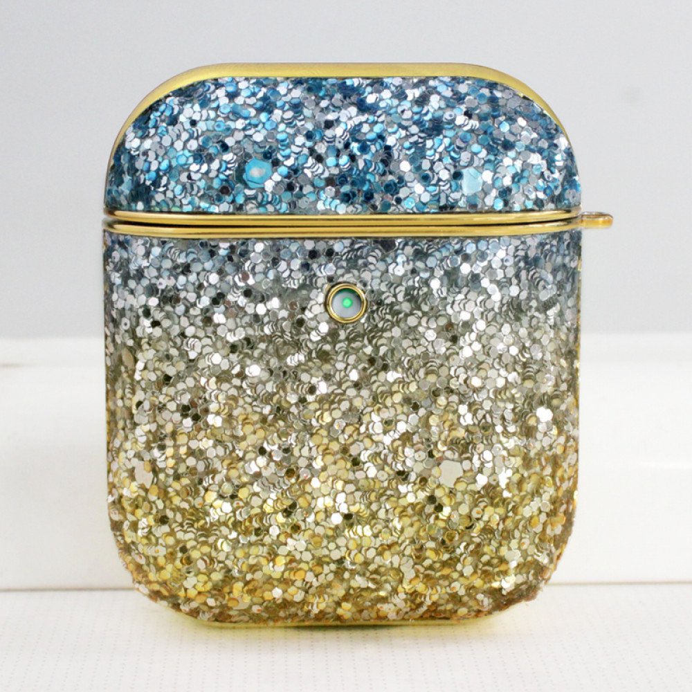 Wholesale Glitter Luxury Sparkle Rainbow Crystal Bling Diamond Case for  Apple Airpods 1 / 2 (Blue)