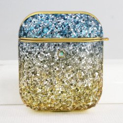 Glitter Luxury Sparkle Rainbow Crystal Bling Diamond Case for Apple Airpods 1 / 2 (Blue)