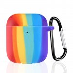 Wholesale Rainbow Design Style Silicone Case Cover with Hook for Apple Airpod (Rainbow)
