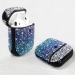 Wholesale Rhinestone Gradient Bling Glitter Sparkle Diamond Crystal Case for Apple Airpods 1 / 2 (Black)