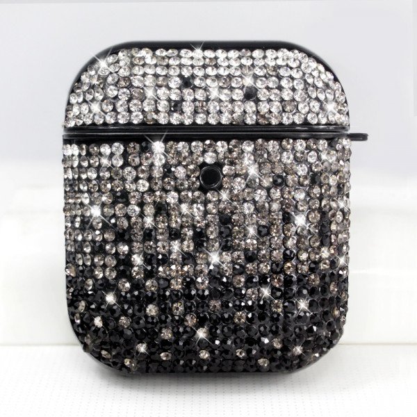 Wholesale Rhinestone Gradient Bling Glitter Sparkle Diamond Crystal Case for Apple Airpods 1 / 2 (Black)