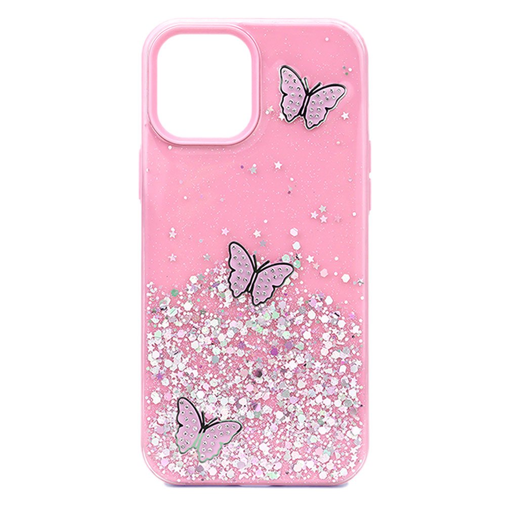 Wholesale Glitter Jewel Butterfly Double Layer Hybrid Case Cover - Main Image