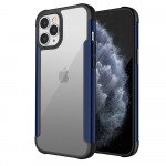 Wholesale Clear Iron Armor Hybrid Chrome Case for Apple iPhone 12 / 12 Pro 6.1 (Navy Blue)