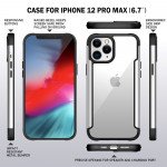 Wholesale Clear Iron Armor Hybrid Chrome Case for Apple iPhone 12 / 12 Pro 6.1 (Black)