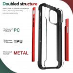 Wholesale Clear Iron Armor Hybrid Chrome Case for Apple iPhone 12 / 12 Pro 6.1 (Red)