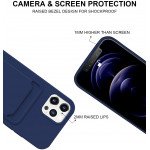 Wholesale Slim TPU Soft Card Slot Holder Sleeve Case Cover for Apple iPhone 12 Pro Max (Navy Blue)