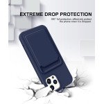 Wholesale Slim TPU Soft Card Slot Holder Sleeve Case Cover for Apple iPhone 12 Pro Max (Navy Blue)